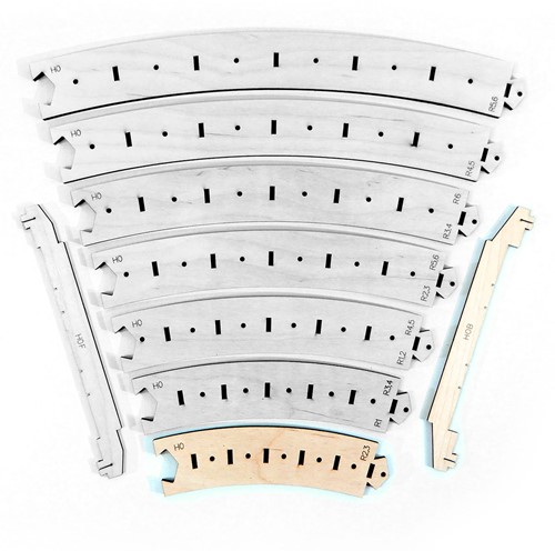 I-Track HCT95620D-B - Sjablonen voor R2/R3 gebogen lijnen met bedding H0