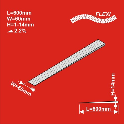 I-Track HCT9605F - H0 Helling H0 600x60 FLEXI Hoogte 1- 14mm=2,2%-2