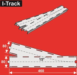 I-Track HCT9655Y - H0 Recht segment met wissel 15°, 80x460mm 1st