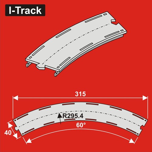 I-Track HCT9981 - Enkelsporige gebogen seg.,R295,4mm,60°,B. 40,3st.