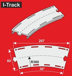 I-Track MC24130 - Märklin C-Rails H0 Gebogen segment R1-360mm 30°, 6 stuks