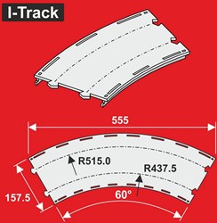 I-Track MC24230-6D - Märklin C-Rails H0 Dubbelspoor R437,5/515mm 60° 3st.